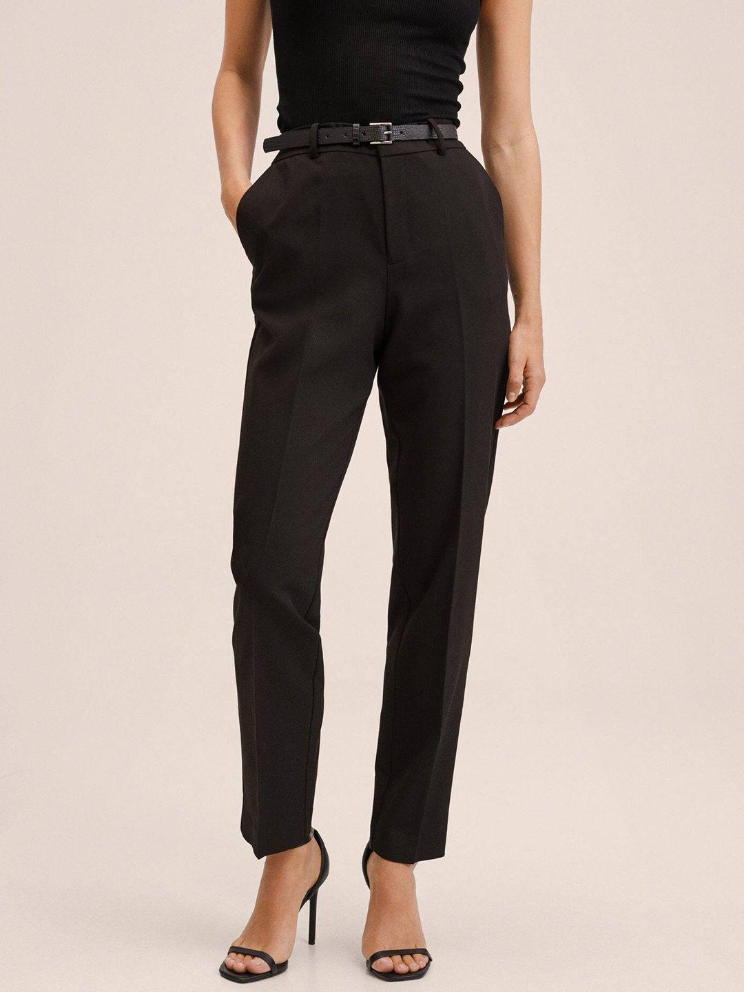 mango-women-black-solid-formal-trousers