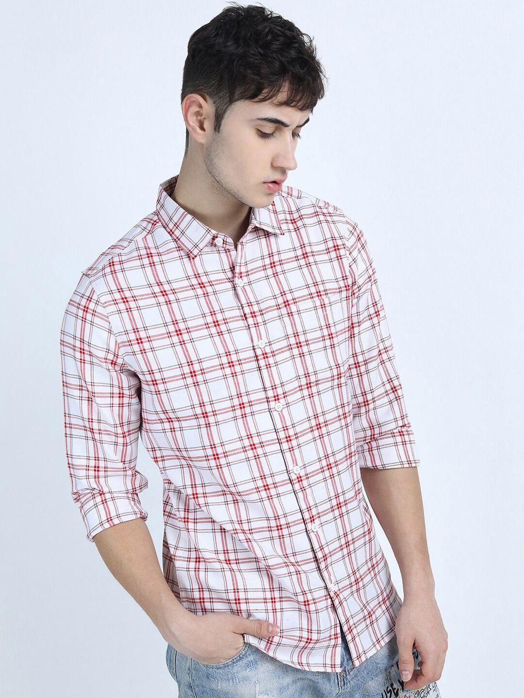 ketch-men-white-&-red-slim-fit-tartan-checks-checked-casual-shirt