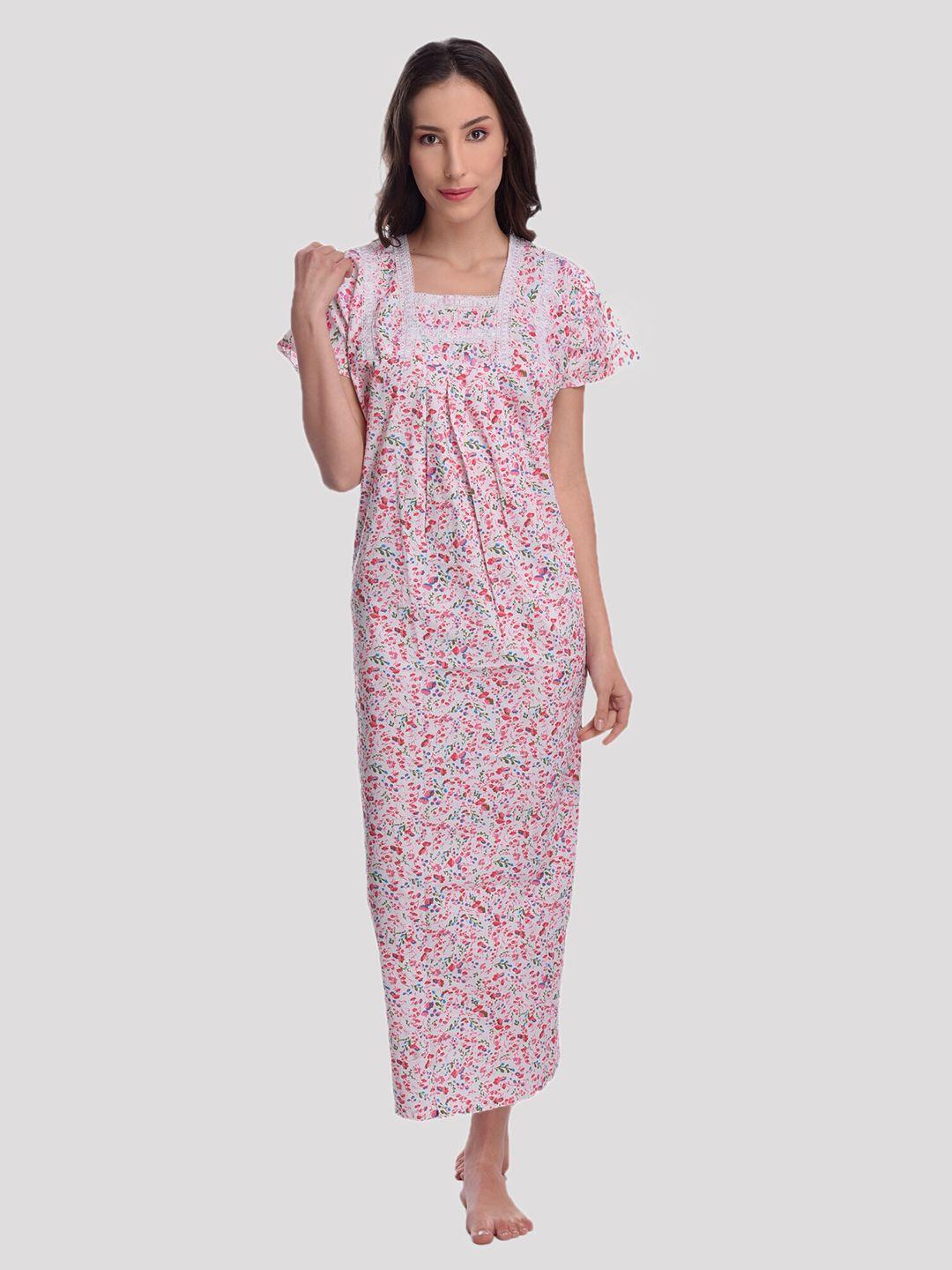 cierge-pink-printed-maxi-pure-cotton-nightdress
