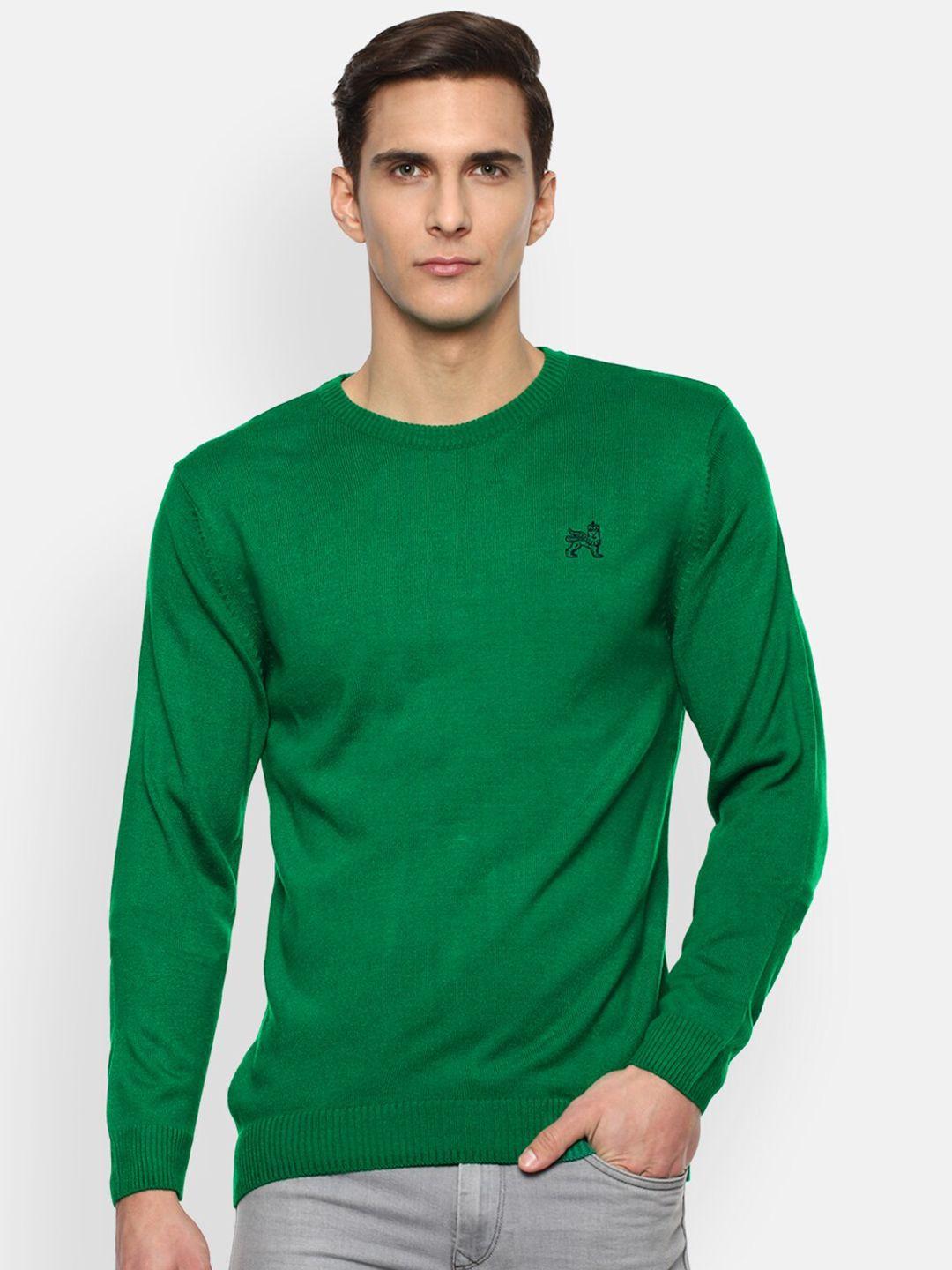 van-heusen-sport-men-green-solid-acrylic-pullover