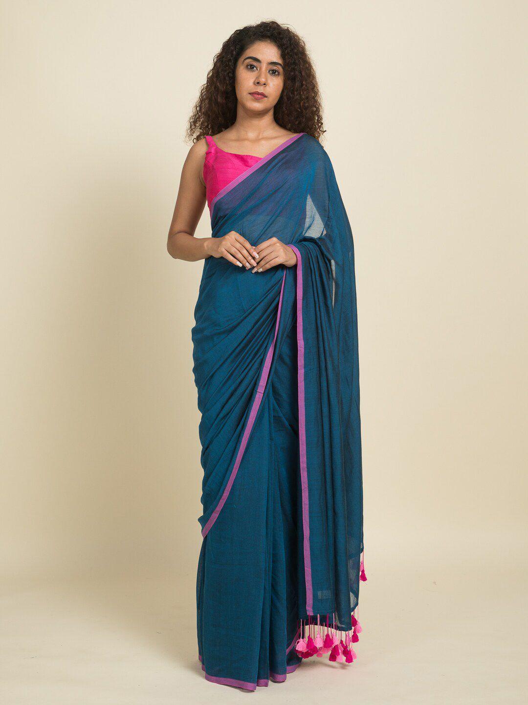 suta-blue-&-pink-pure-cotton-saree