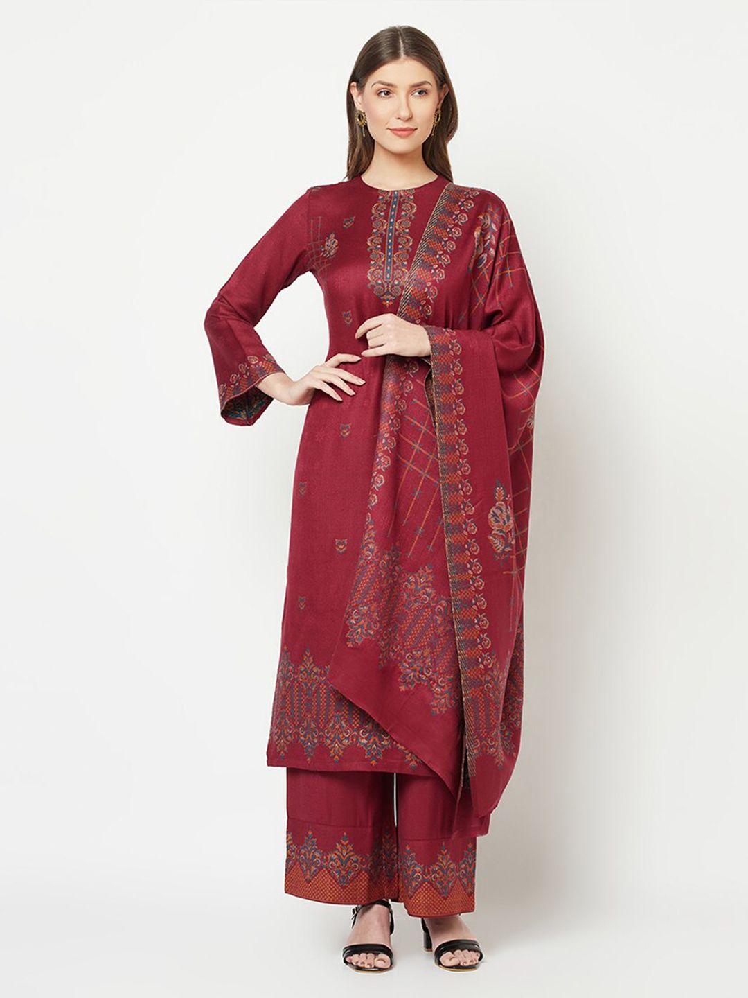 safaa-women-maroon-woven-design-wool-unstitched-dress-material