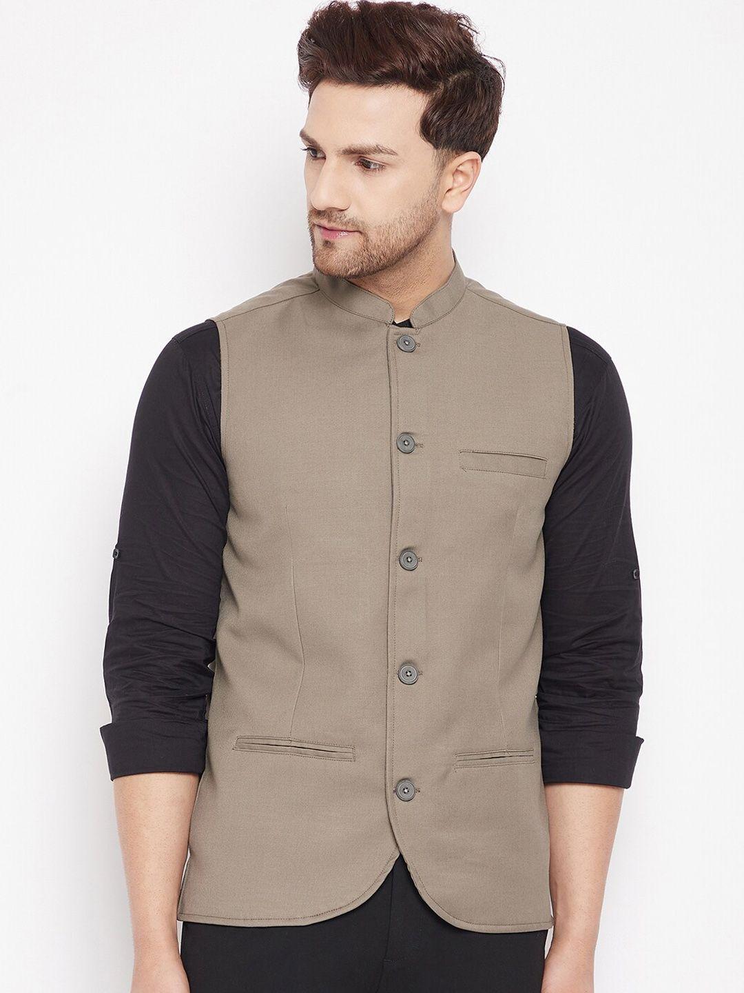 even-men-beige-solid-woven-nehru-jacket