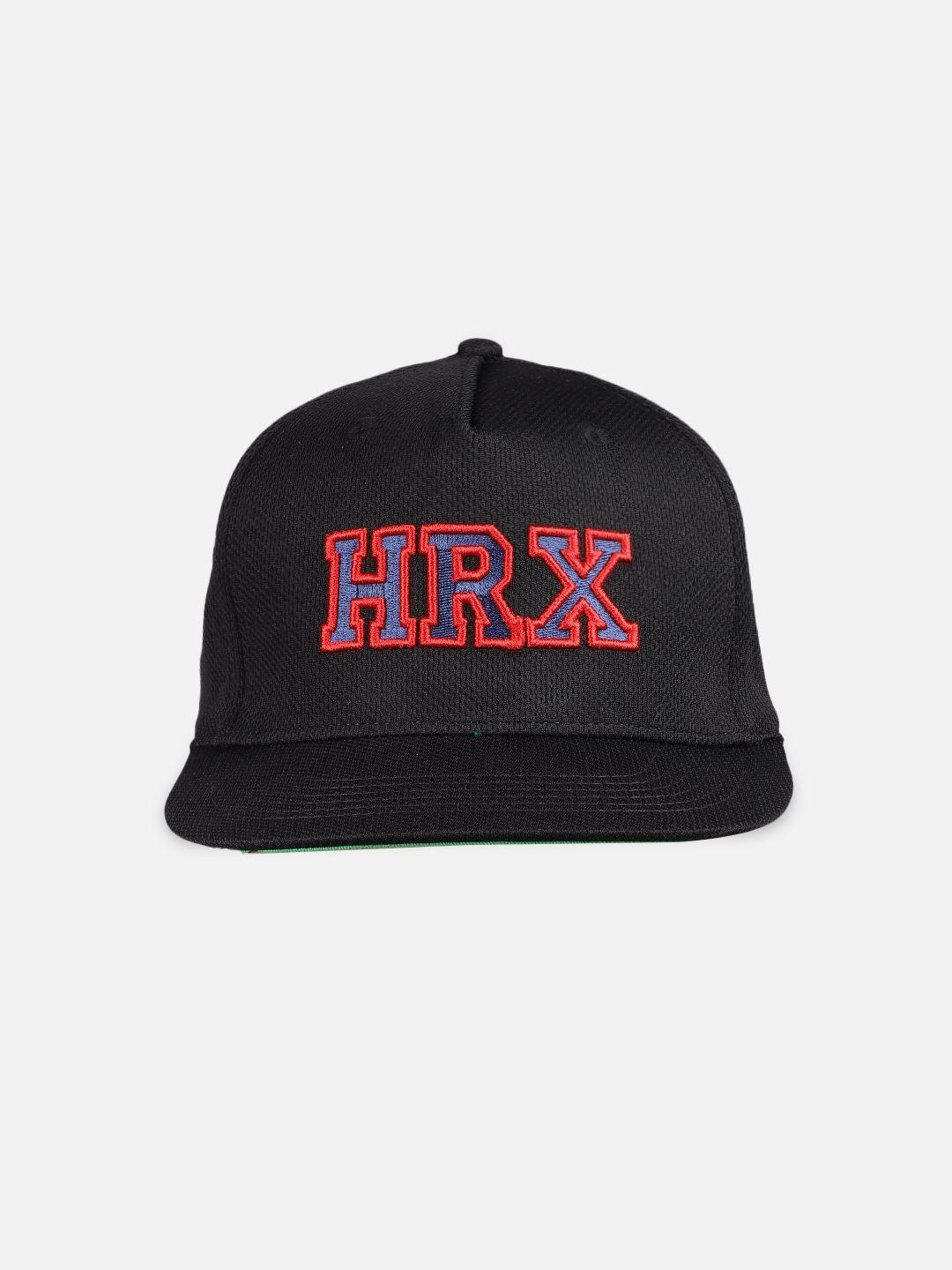 hrx-by-hrithik-roshan-unisex-black-embroidered-snapback-cap
