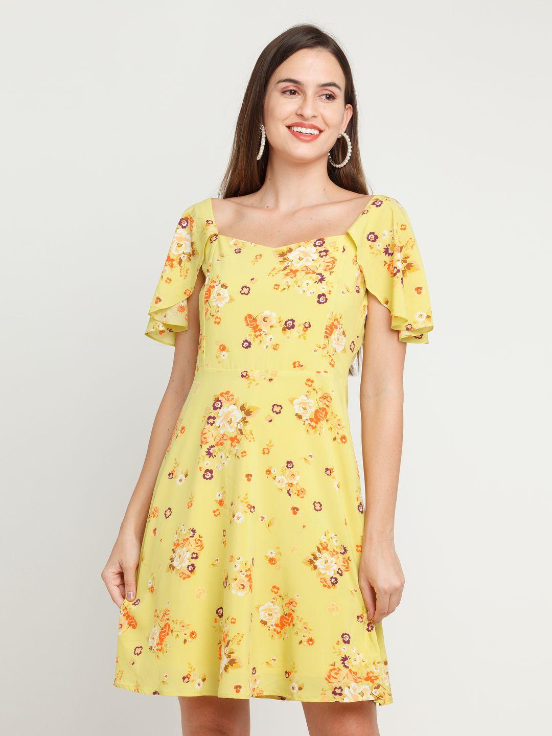 zink-london-women-yellow-&-red-flared-sleeve-floral-dress