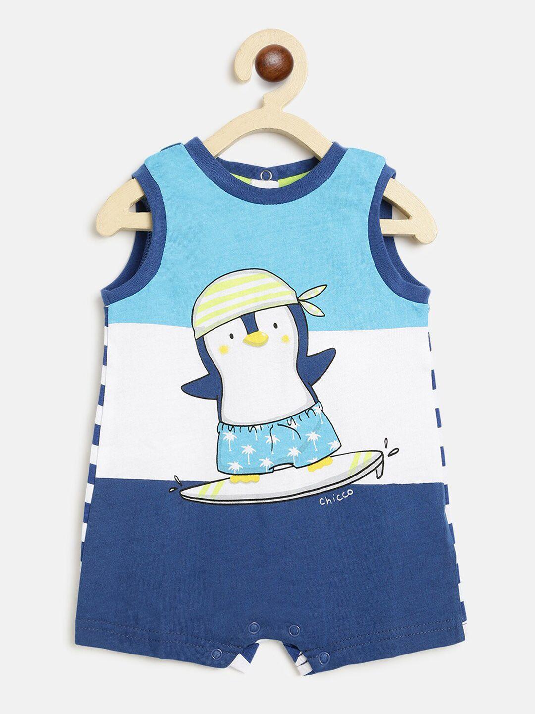 chicco-boys-blue-penguin-printed-pure-cotton-regular-fit-sleevesless-romper