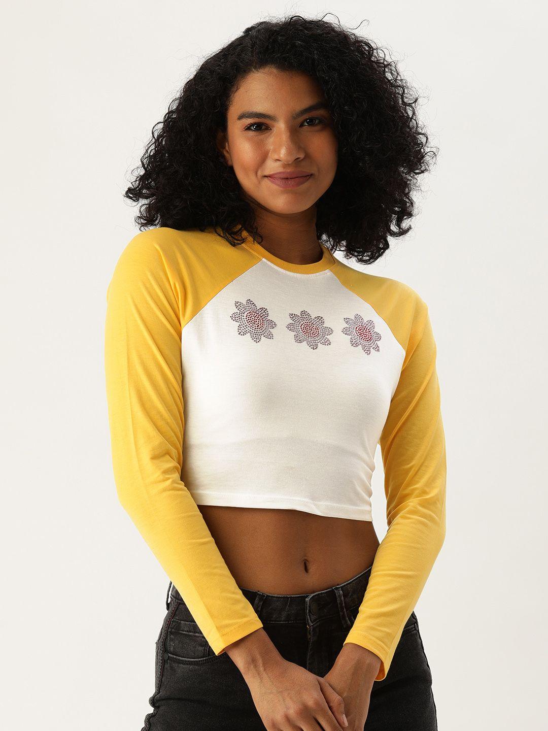 forever-21-women-white-&-yellow-colourblocked-raglan-sleeves-cropped-boxy-top