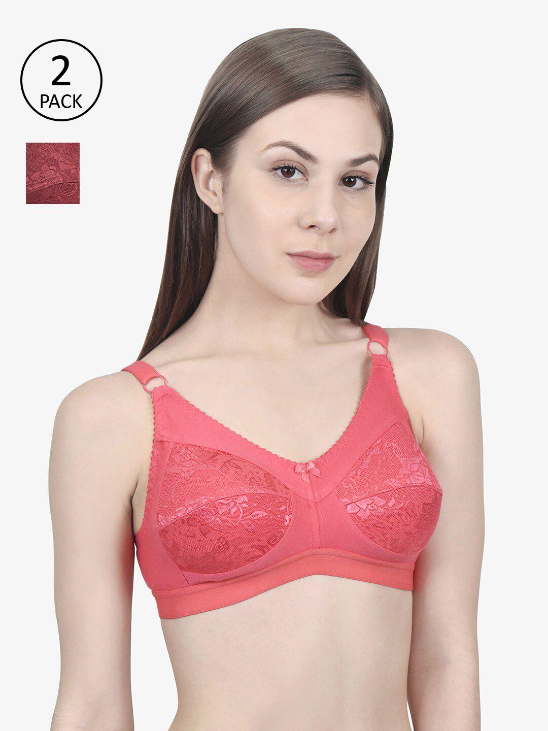 innocence-pink-&-maroon-non-padded-non-wired-full-coverage-everyday-bra-set-of-2