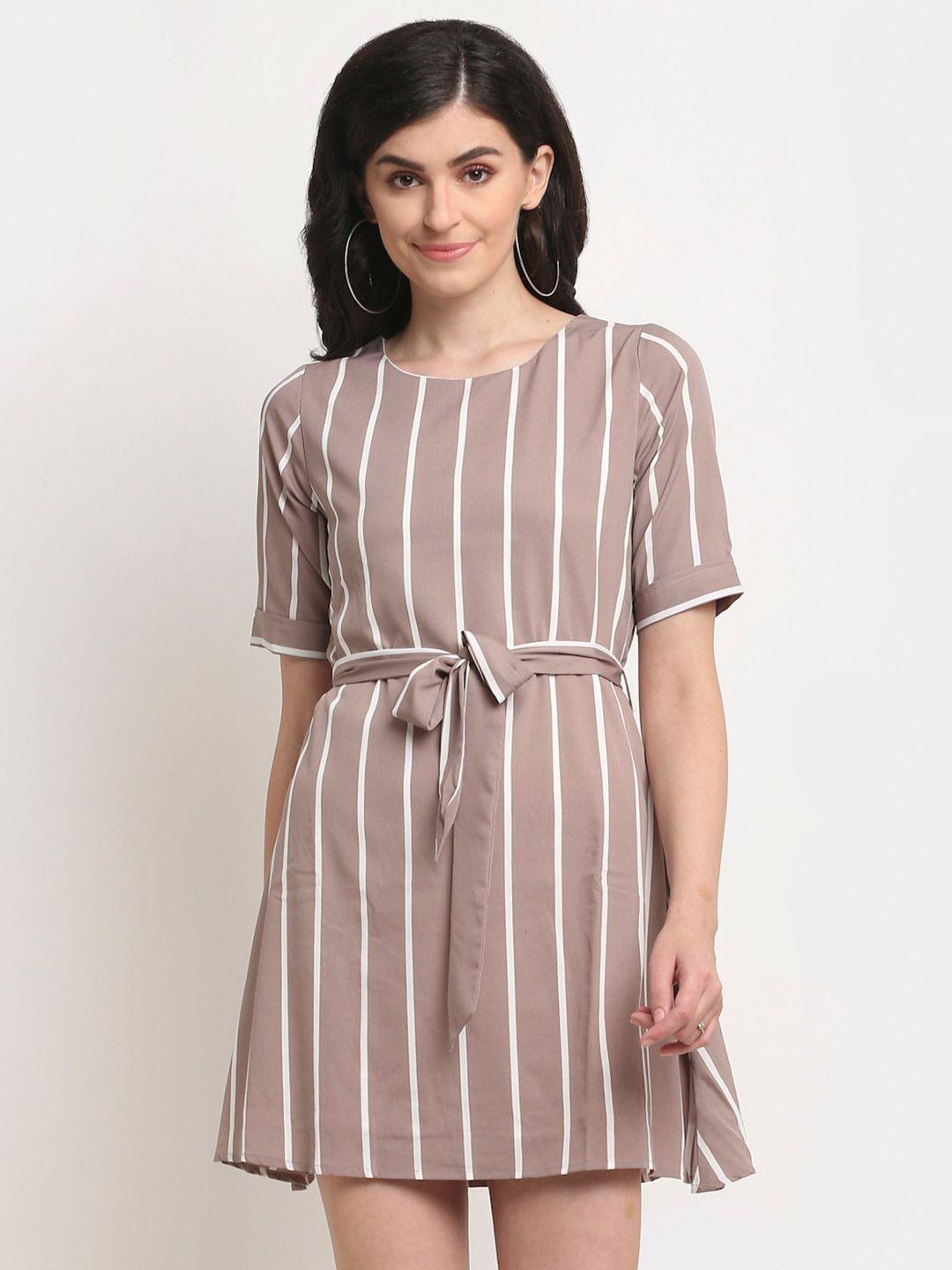la-zoire-grey-&-white-striped-crepe-a-line-dress