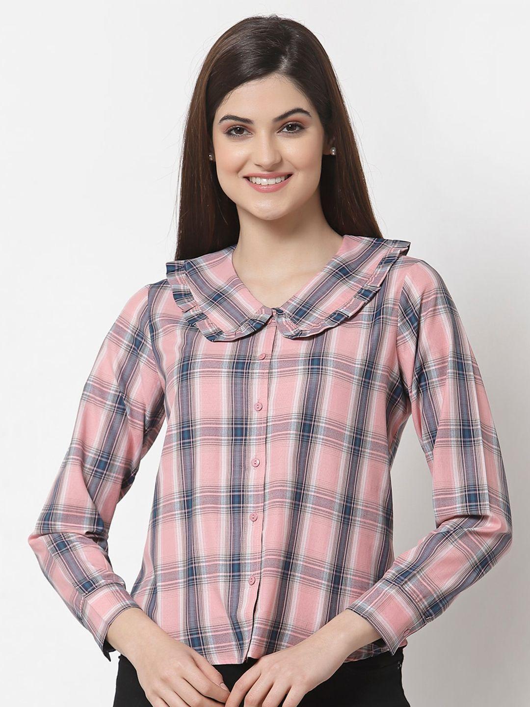 style-quotient-women-pink-smart-tartan-checked-semiformal-shirt