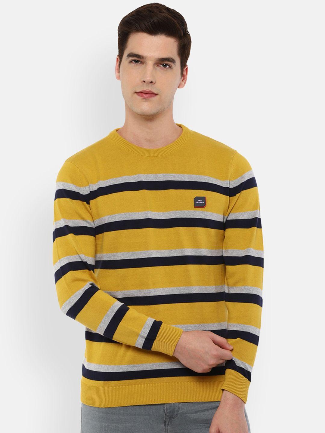 van-heusen-sport-men-yellow-&-grey-colourblocked-pullover-sweater