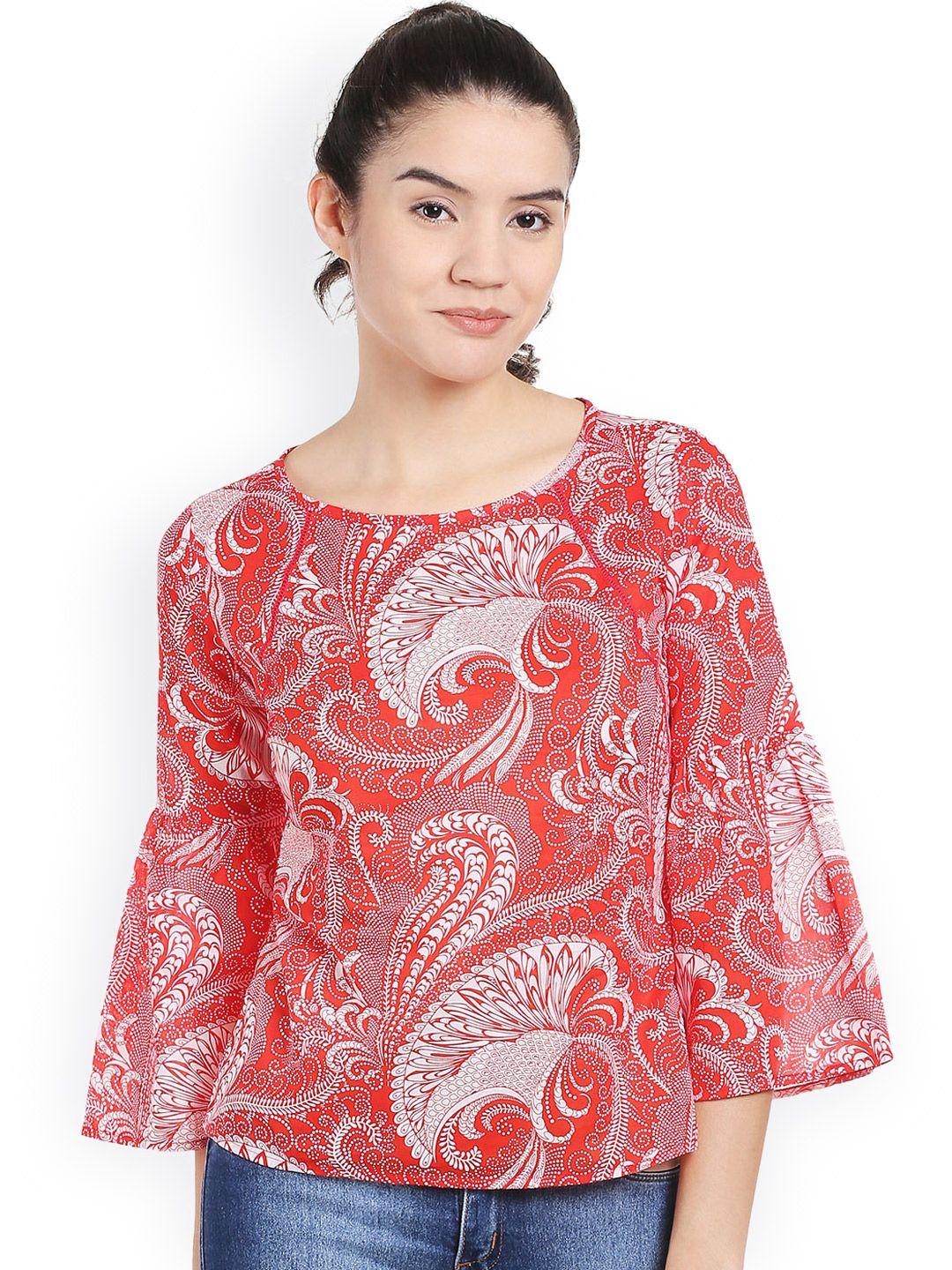 style-quotient-women-red-printed-top