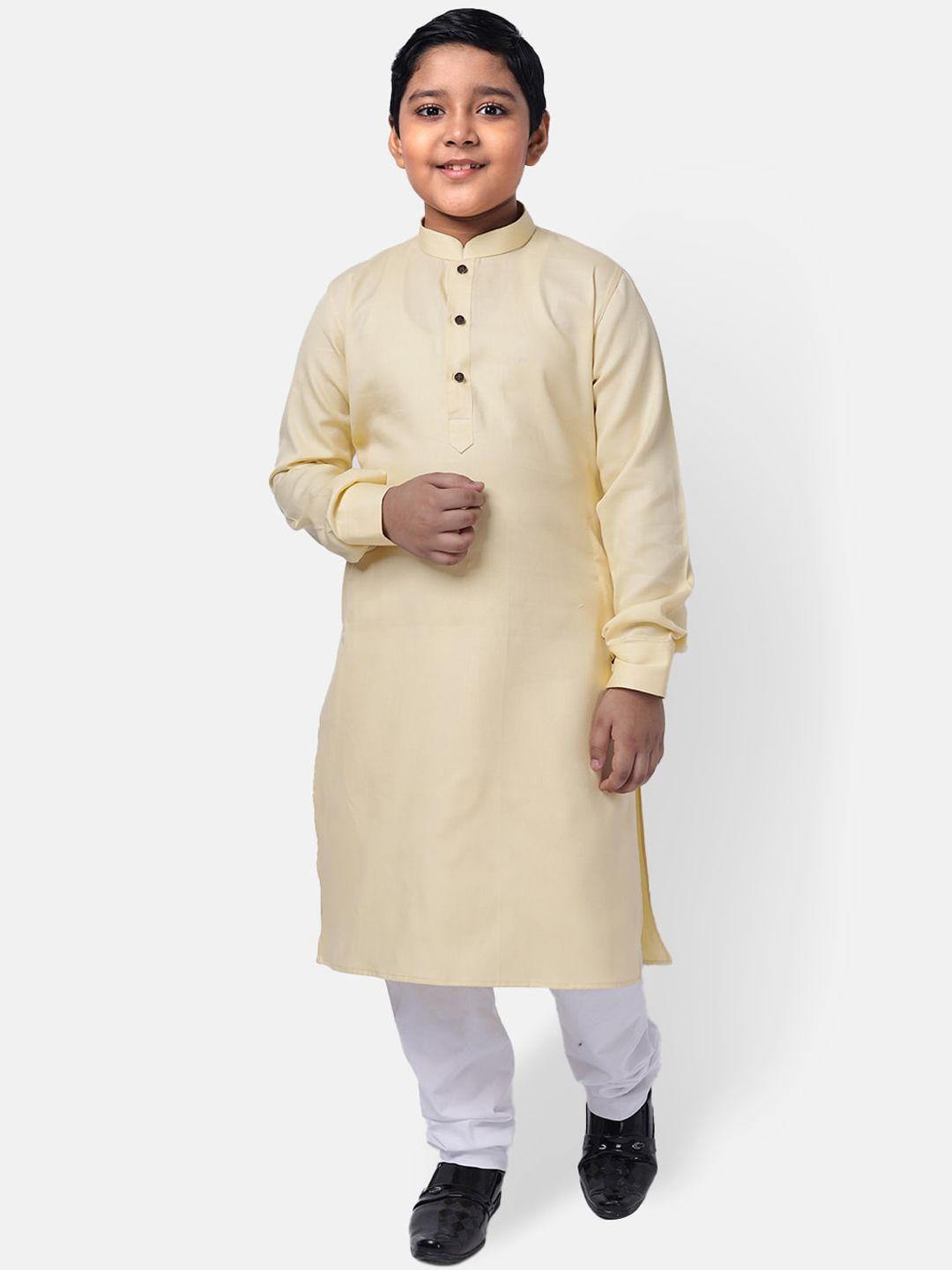 namaskar-boys-cream-solid-pure-cotton-kurta