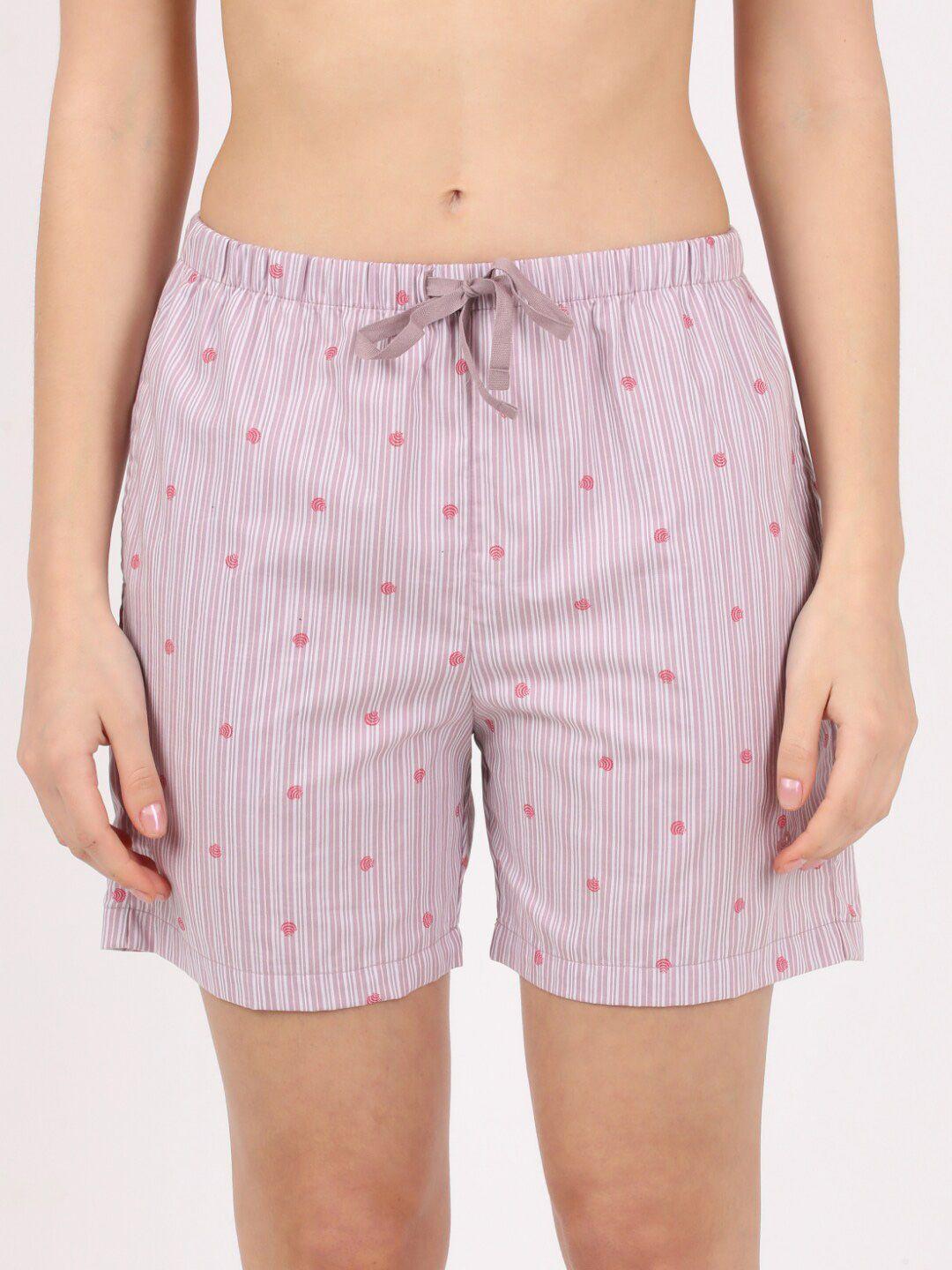 jockey-women-pink-&-white-striped-lounge-shorts