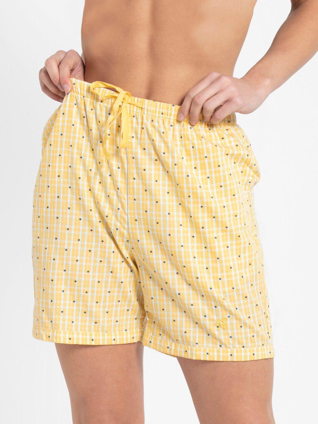 jockey-women-yellow-printed-lounge-shorts