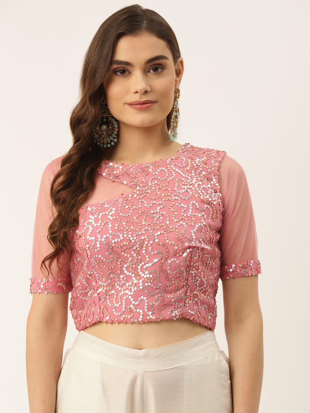 nds-niharikaa-designer-studio-pink-embellished-padded-saree-blouse