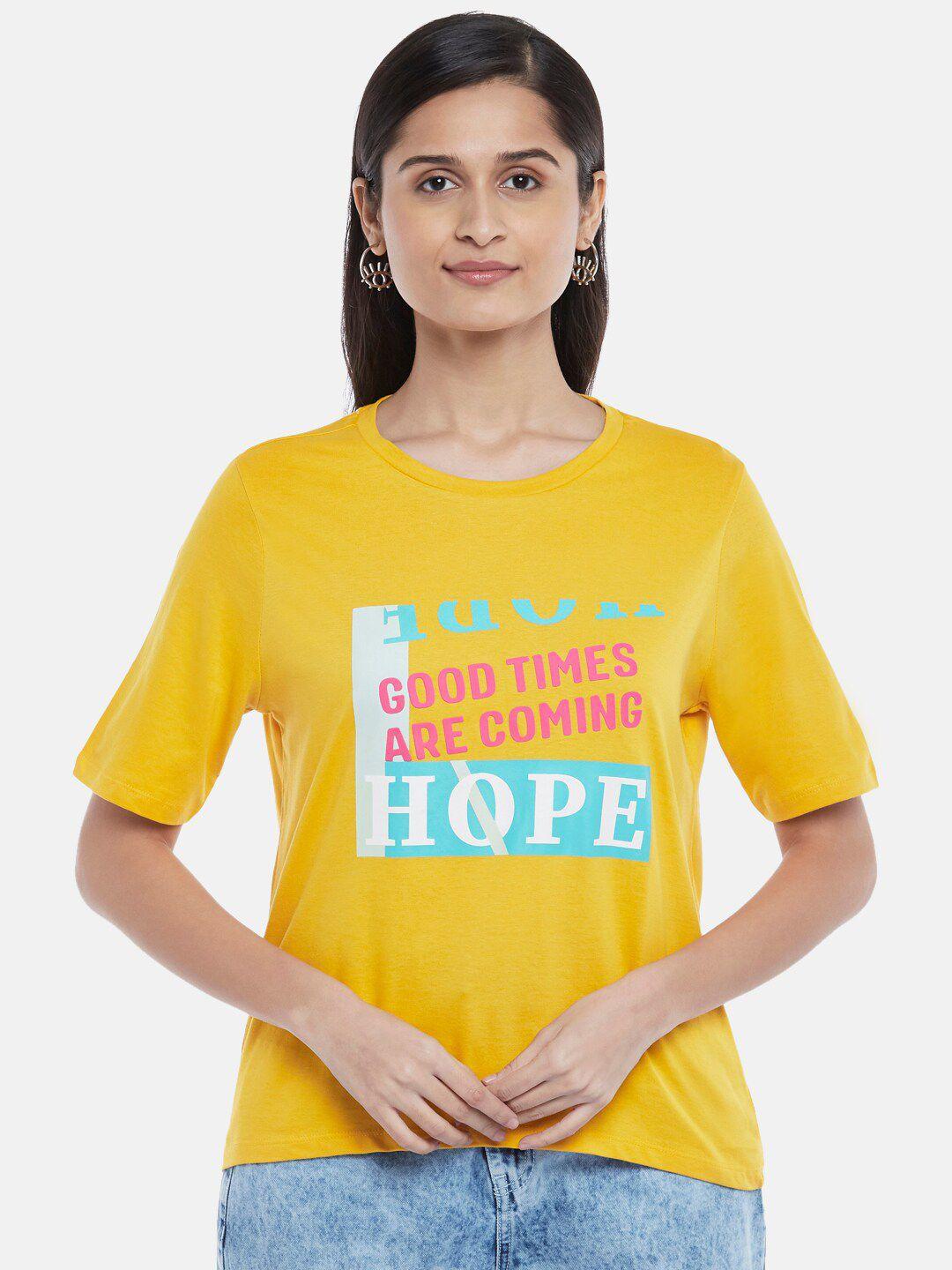 people-women-yellow-printed-t-shirt