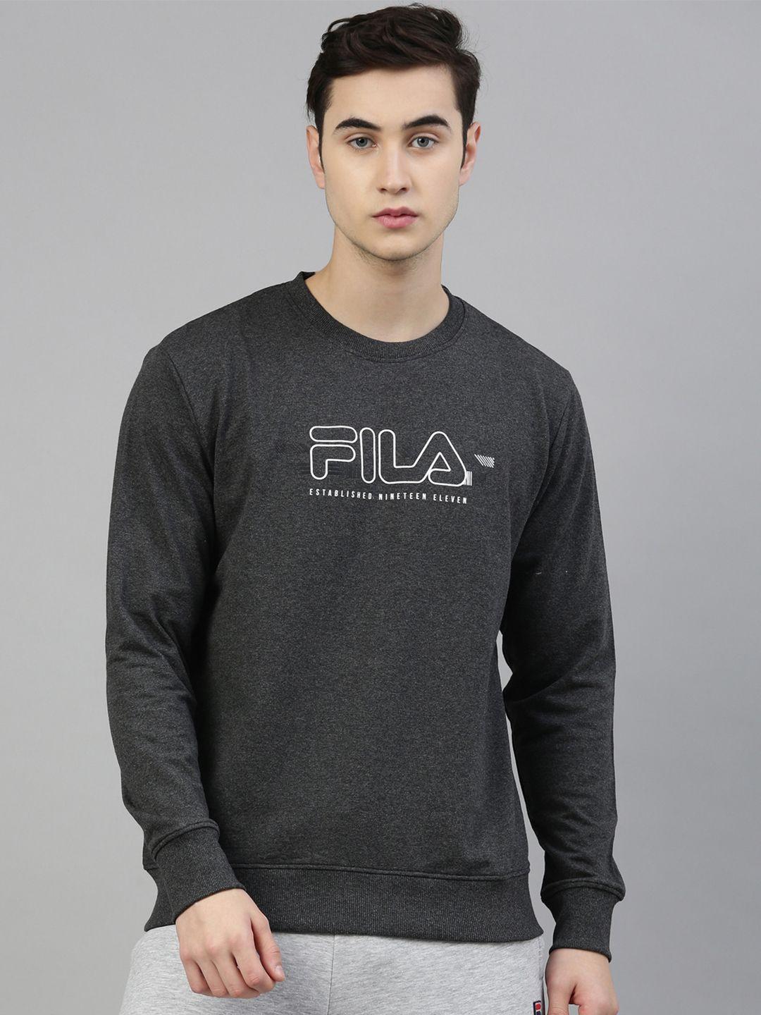 fila-men-charcoal-grey-&-white-brand-logo-printed-cotton-sweatshirt