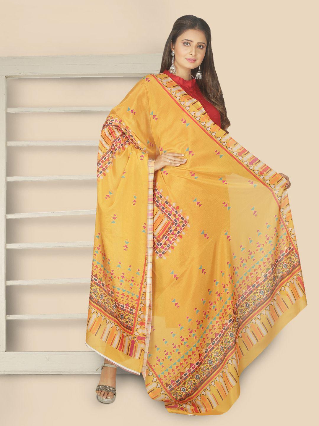 sanwara-yellow-&-red-printed-pure-silk-dupatta