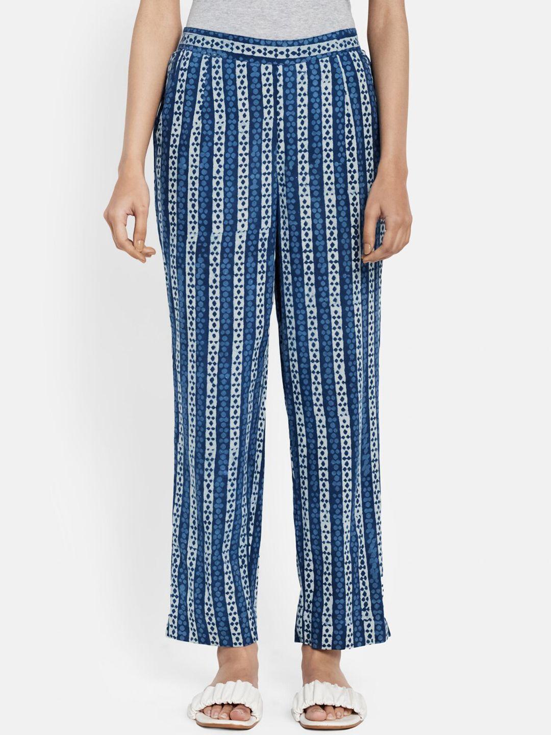 fabindia-women-blue-striped-original-pleated-trousers