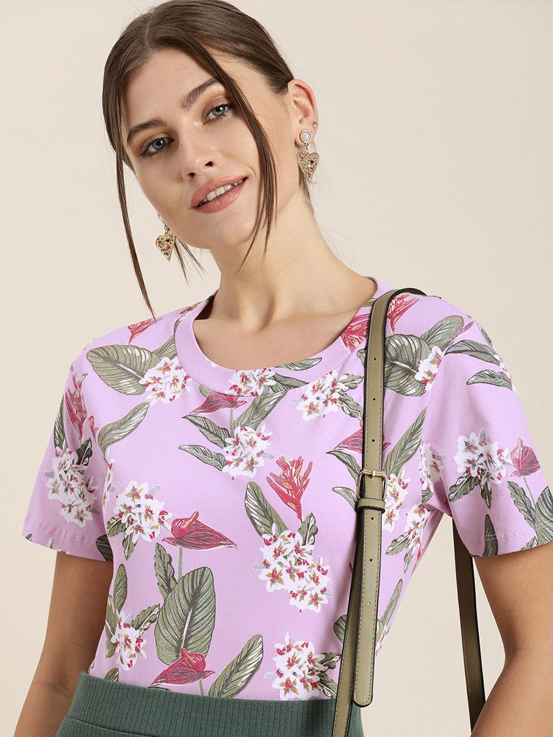 moda-rapido-women-lavender-&-red-floral-printed-pure-cotton-t-shirt