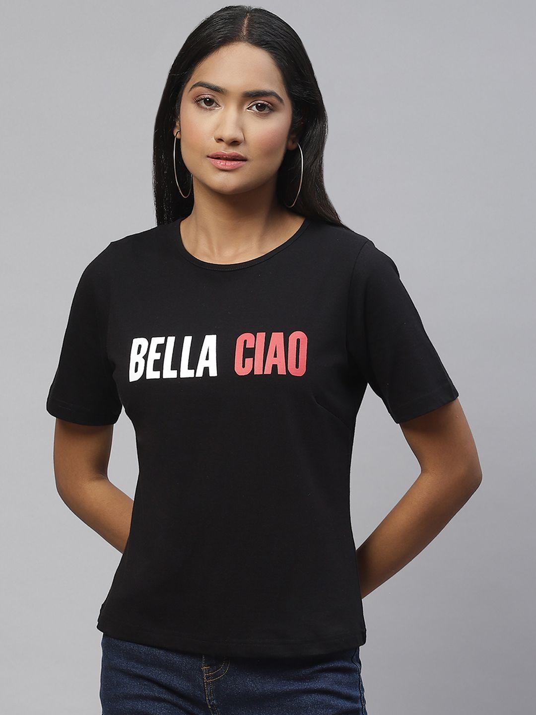pluss-women-black-&-white-bella-ciao-money-heist-song-print-cotton-t-shirt