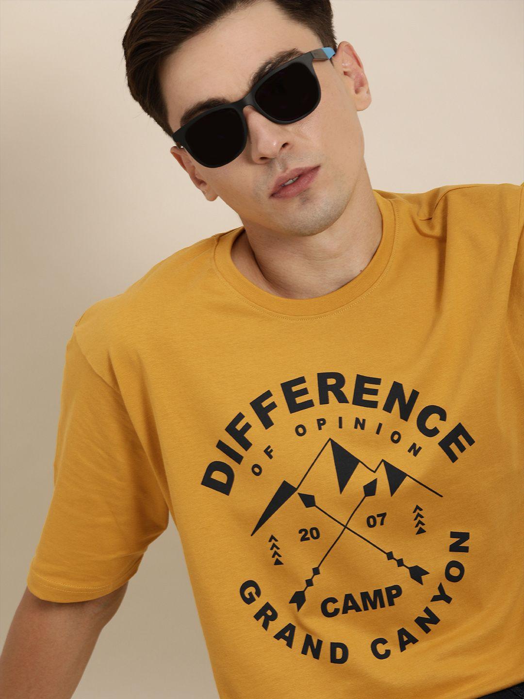 difference-of-opinion-men-mustard-yellow-&-black-typography-pure-cotton-loose-t-shirt