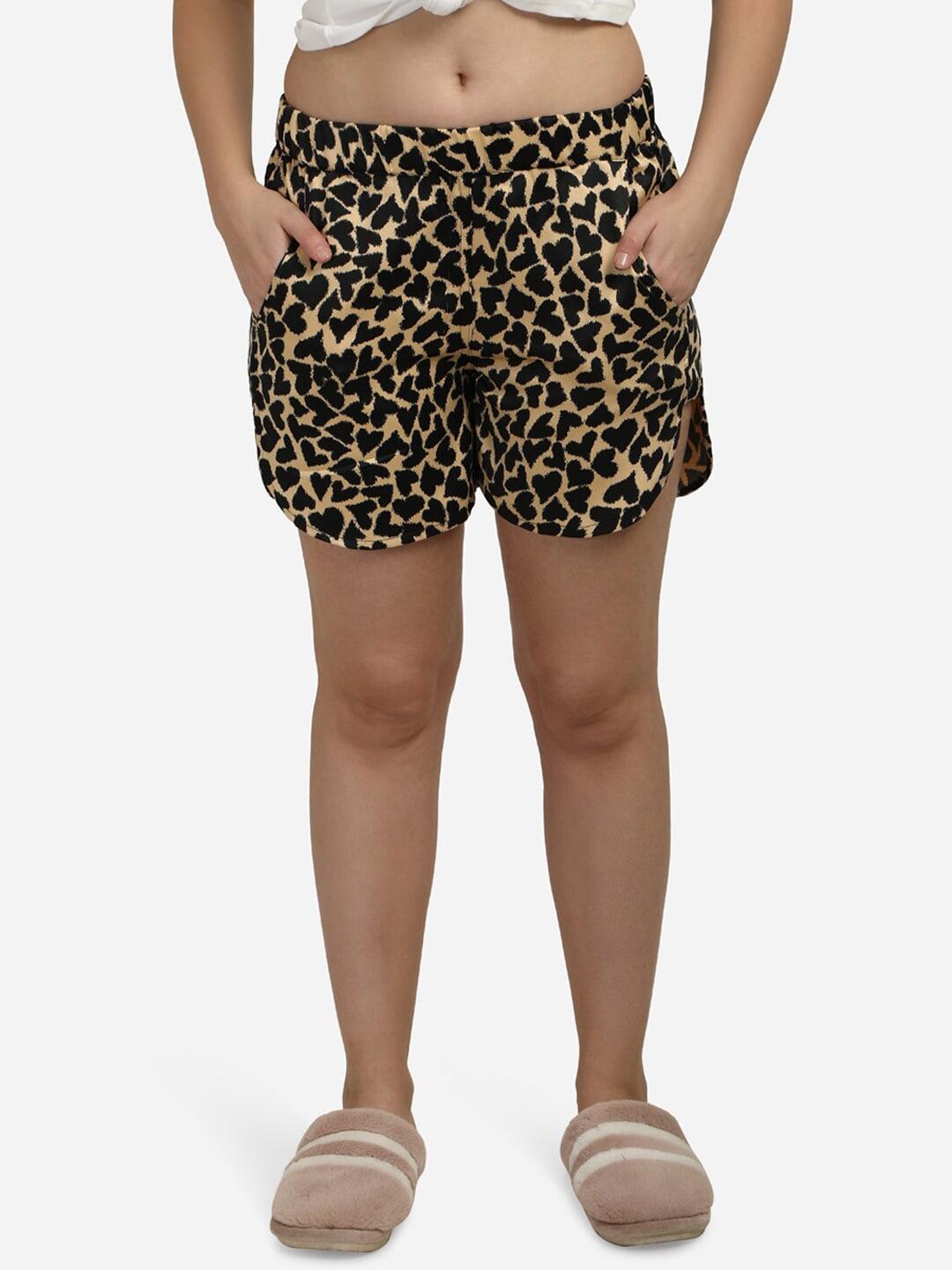 smarty-pants-women-black-&-brown-animal-printed-lounge-shorts