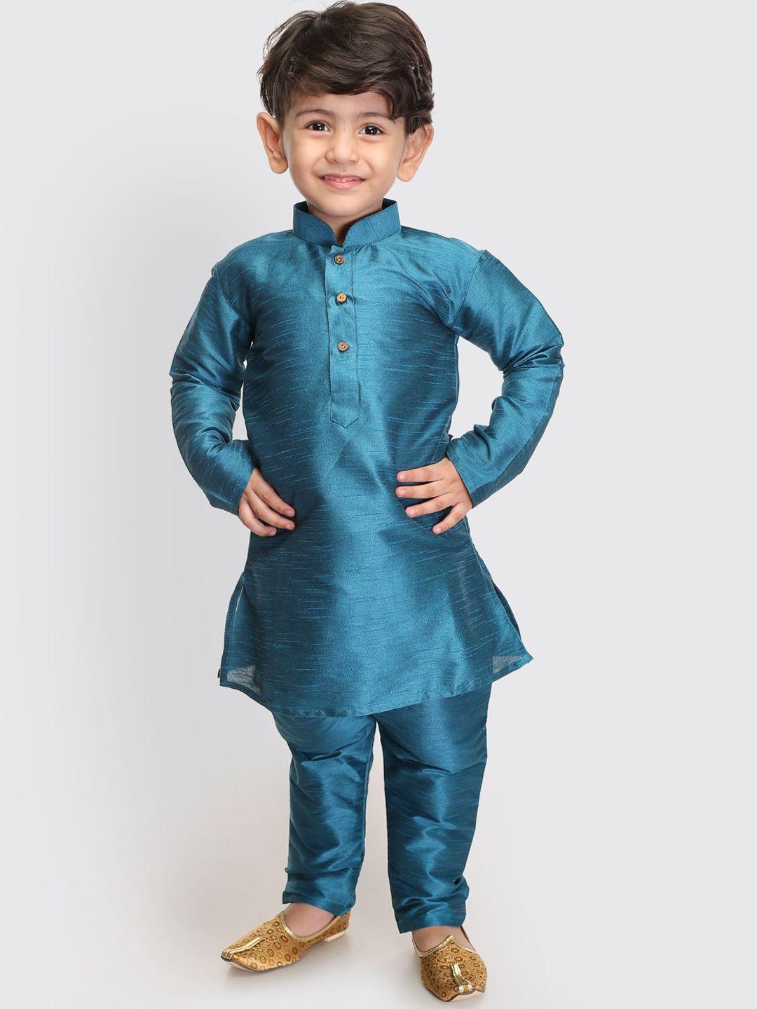 vastramay-sishu-boys-turquoise-blue-kurta-with-pyjamas