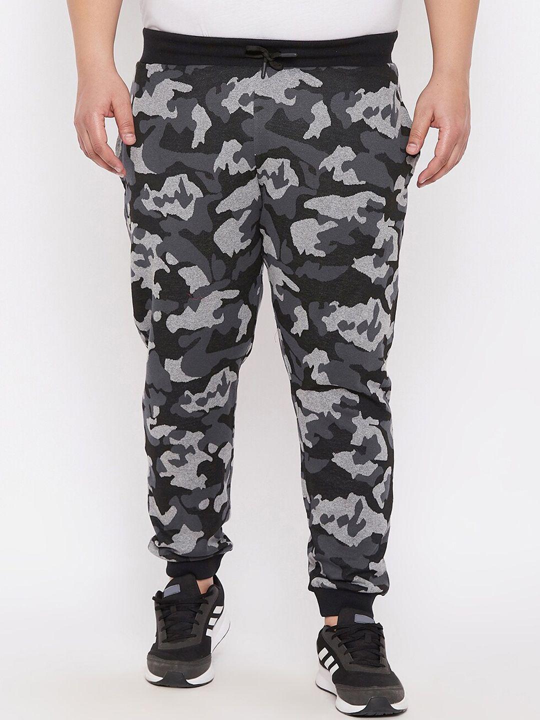 austivo-men-plus-size-grey-&-black-camouflage-printed-joggers