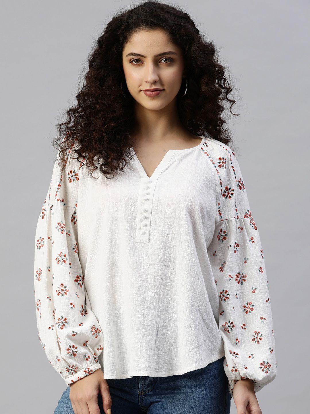 marks-&-spencer-white-&-red-floral-embroidered-top