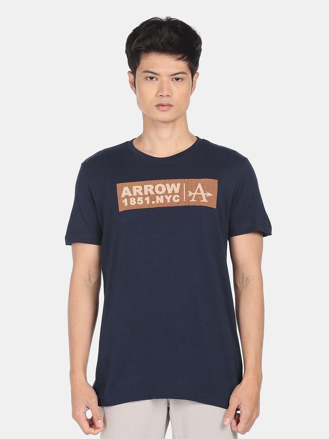 arrow-men-blue-typography-printed-t-shirt
