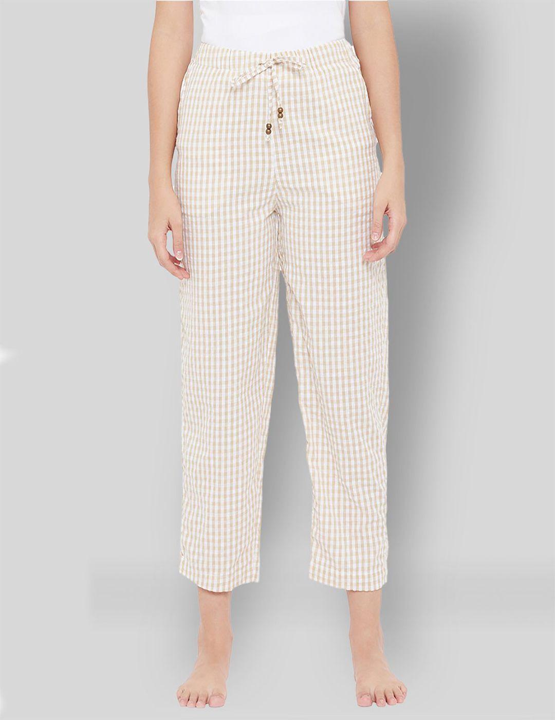 style-shoes-women-beige-checked-cotton-pyjamas