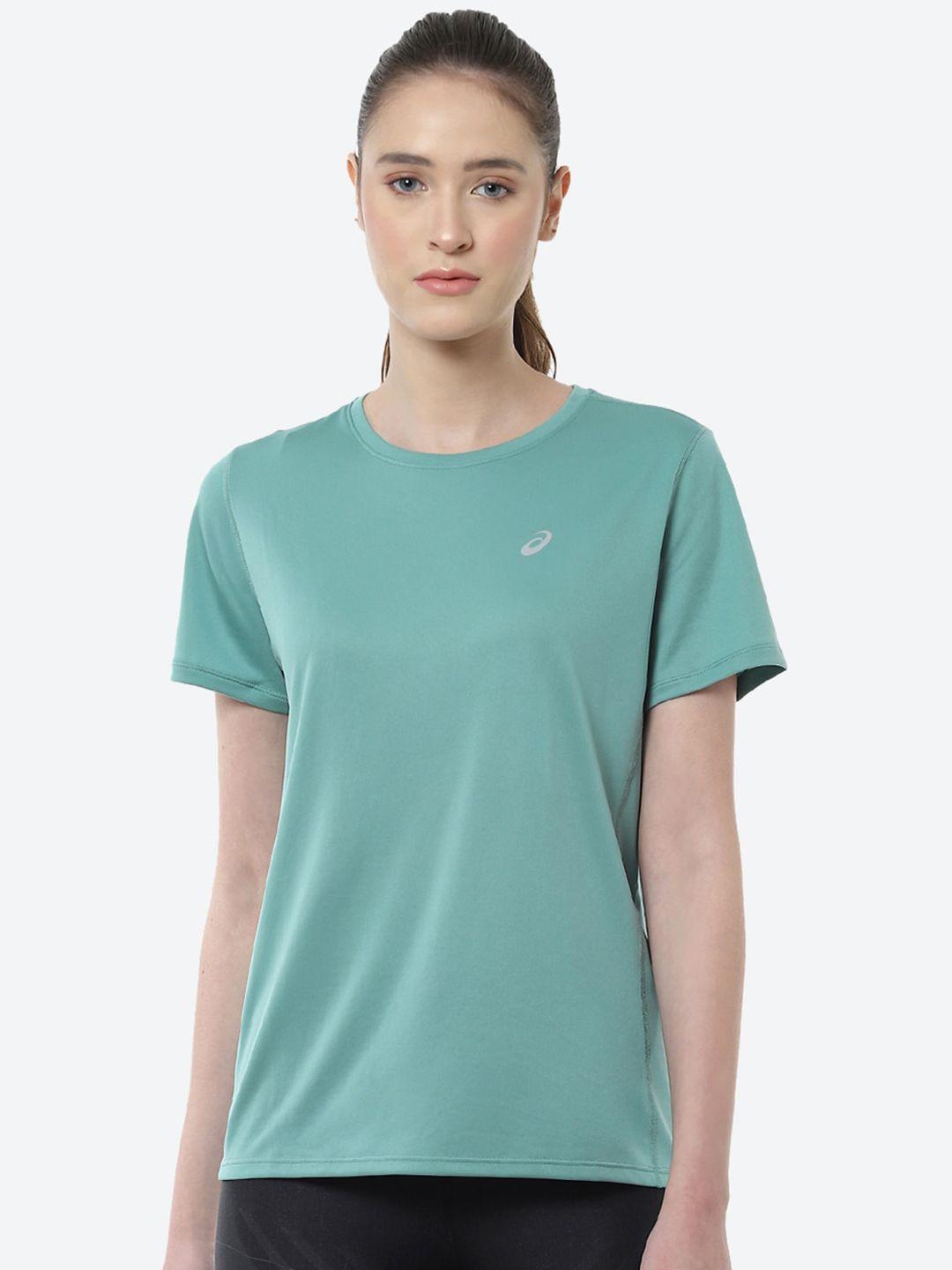 asics-women-green-katakana-ss--running-t-shirt