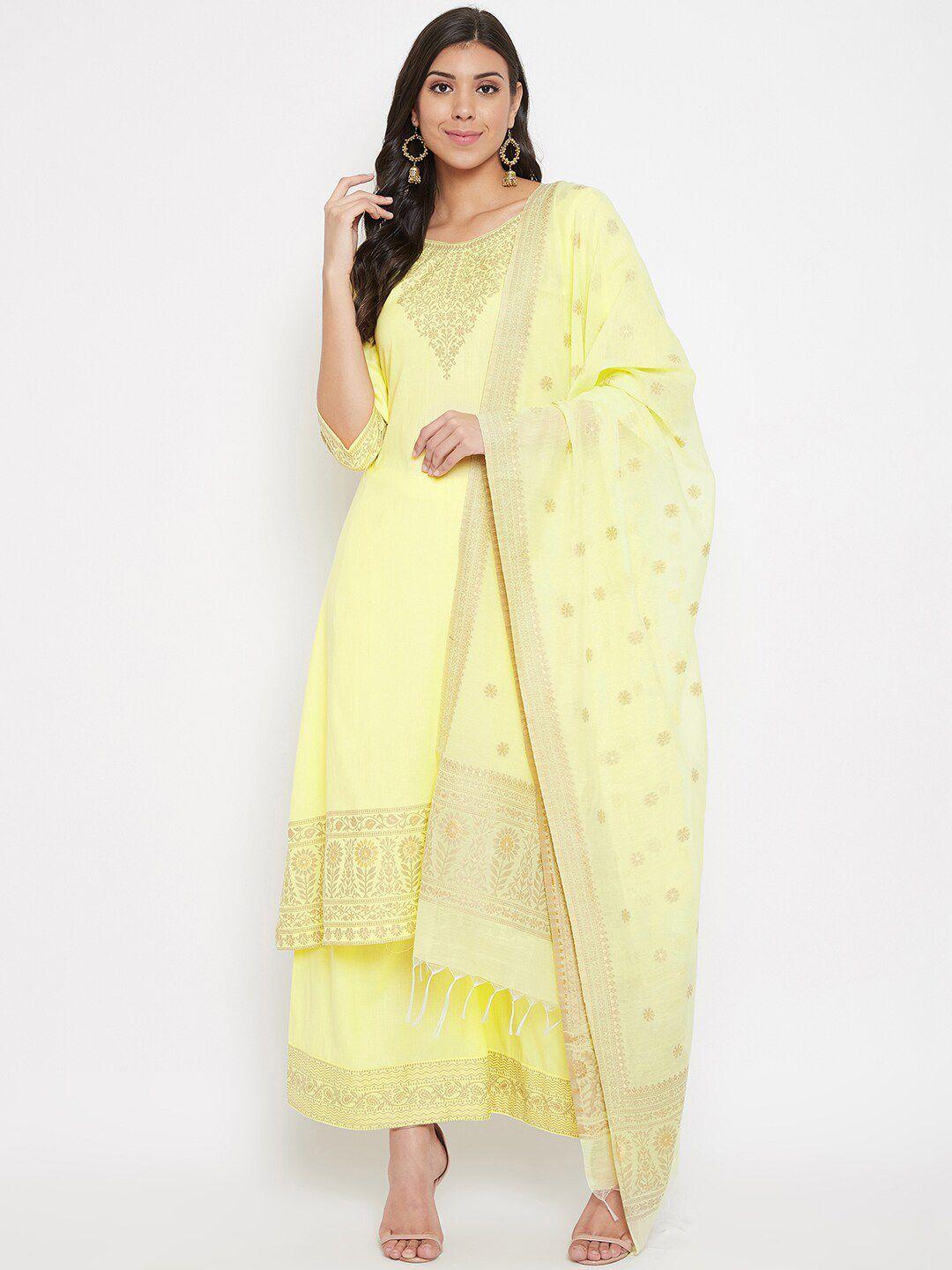 safaa-yellow-&-gold-toned-unstitched-dress-material