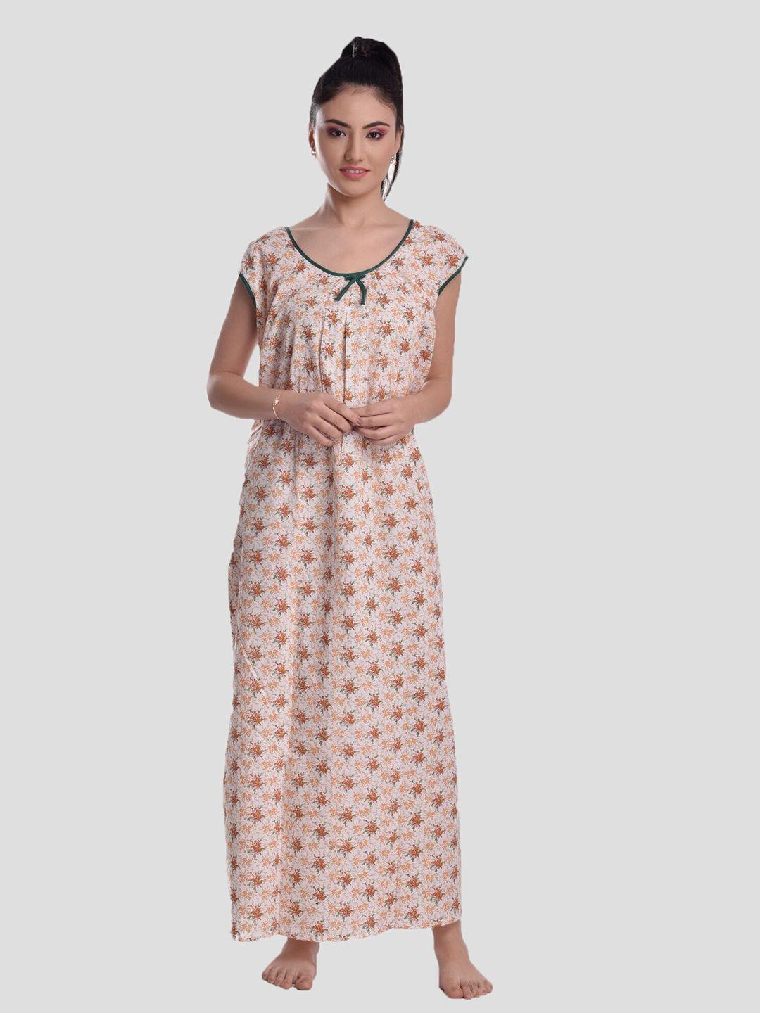 cierge-women-orange-printed-sleeveless-cotton-maxi-nightdress