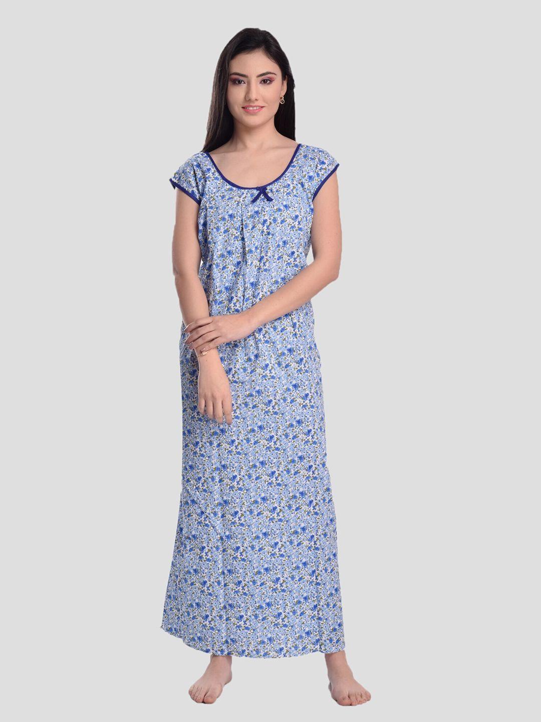 cierge-blue-printed-pure-cotton-maxi-nightdress