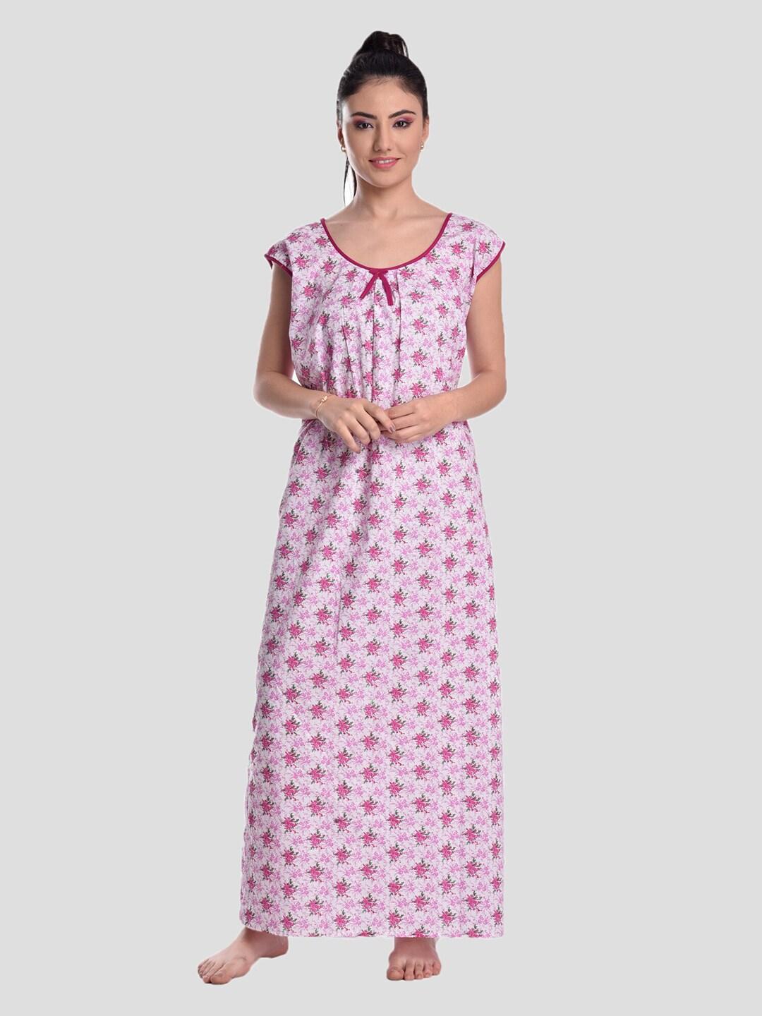 cierge-pink-floral-printed-pure-cotton-maxi-nightdress