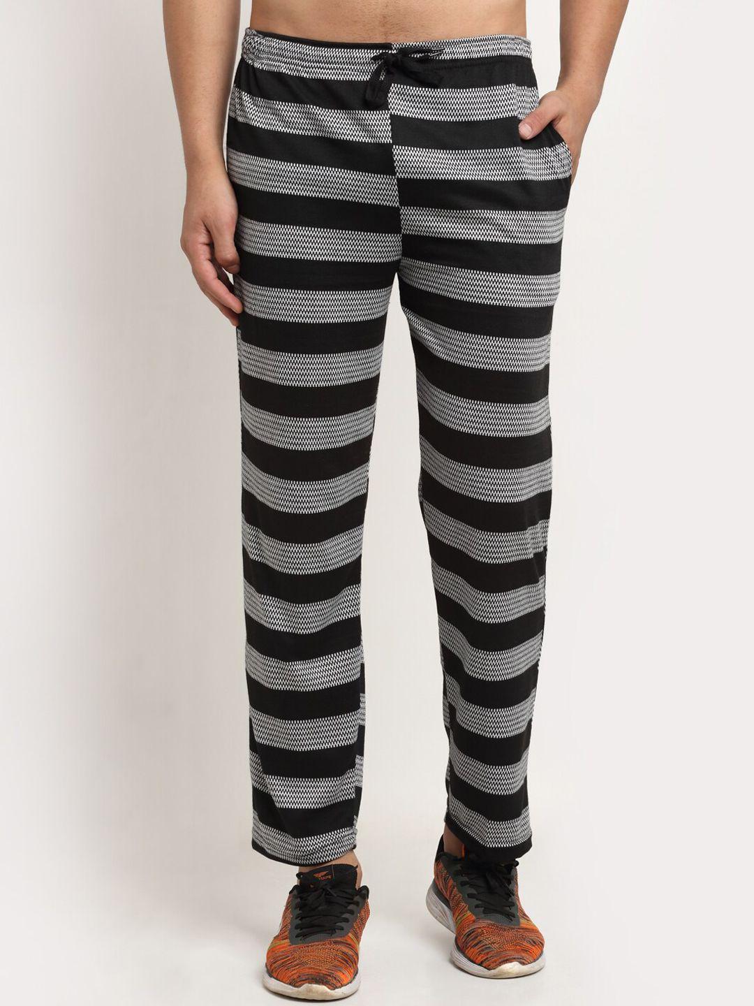 vimal-jonney-men-black-&-white-striped-regular-fit-track-pants