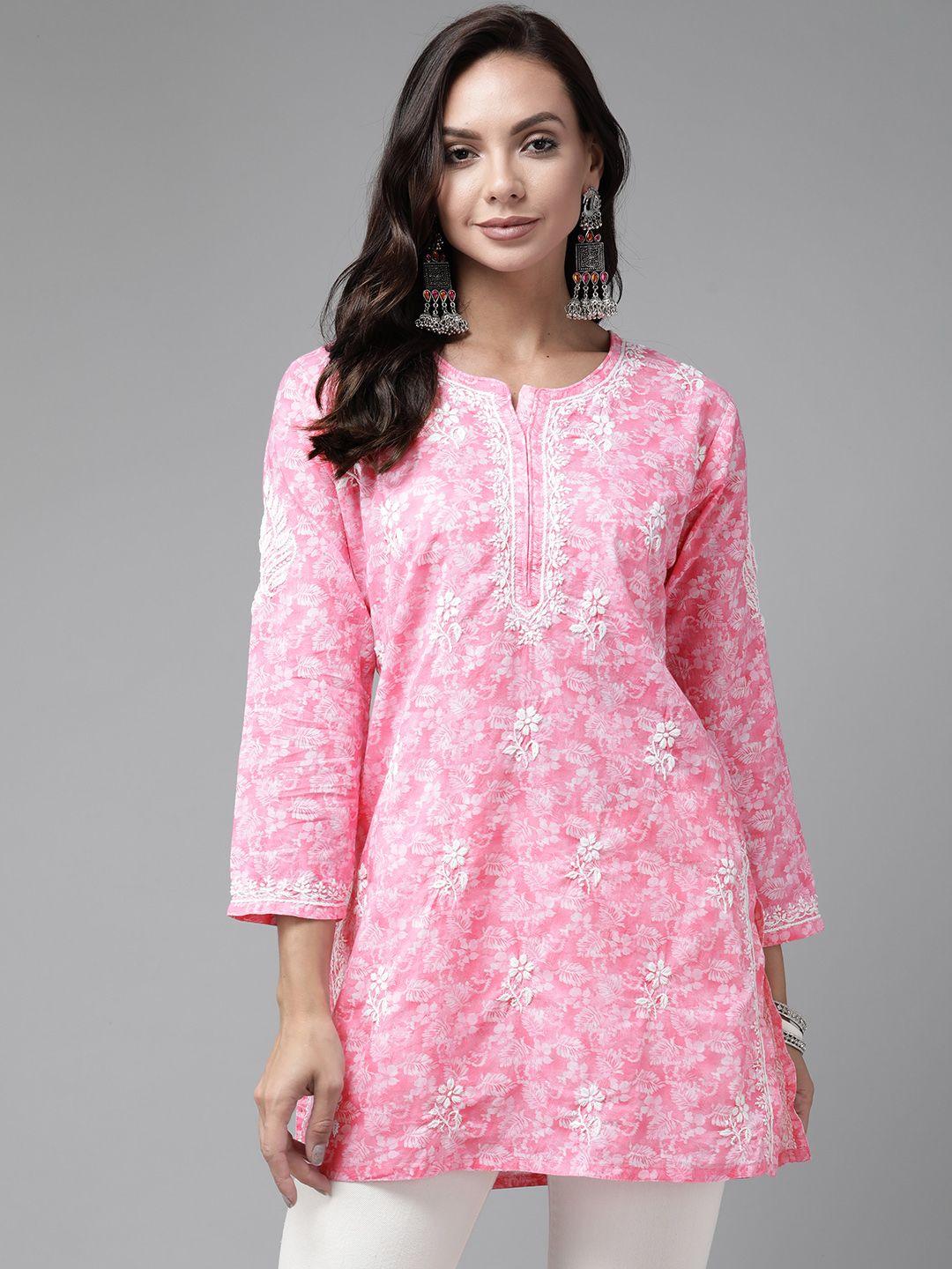 ada-pink-&-white-ethnic-motifs-embroidered-chikankari-handloom-kurti