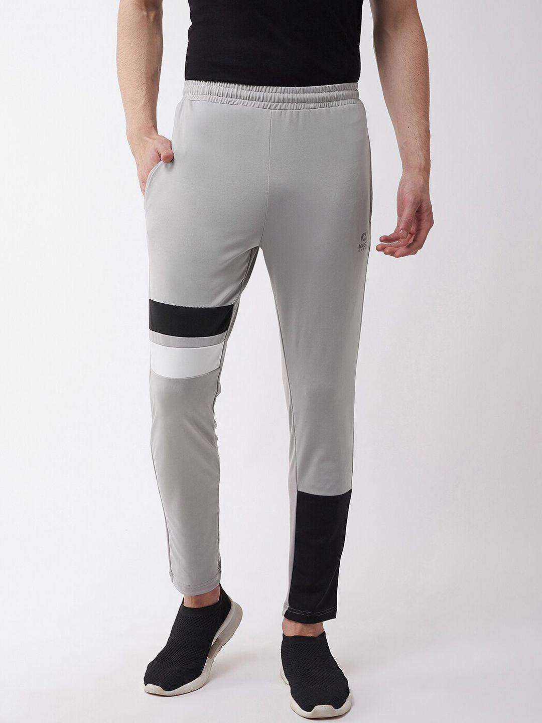 masch-sports-men-grey-&-black-colourblocked-dry-fit-track-pants