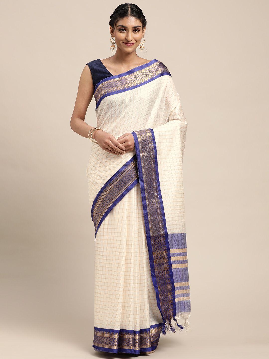 vastranand-white-checked-pure-silk-gadwal-saree