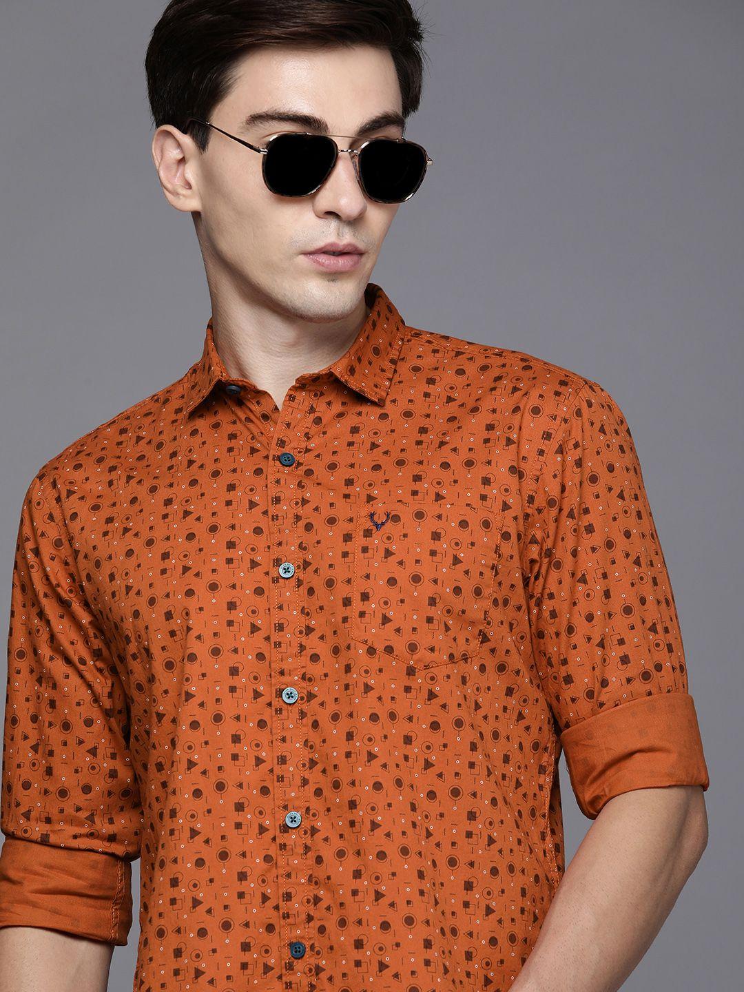 allen-solly-sport-men-rust-orange-&-brown-custom-slim-fit-printed-pure-cotton-casual-shirt