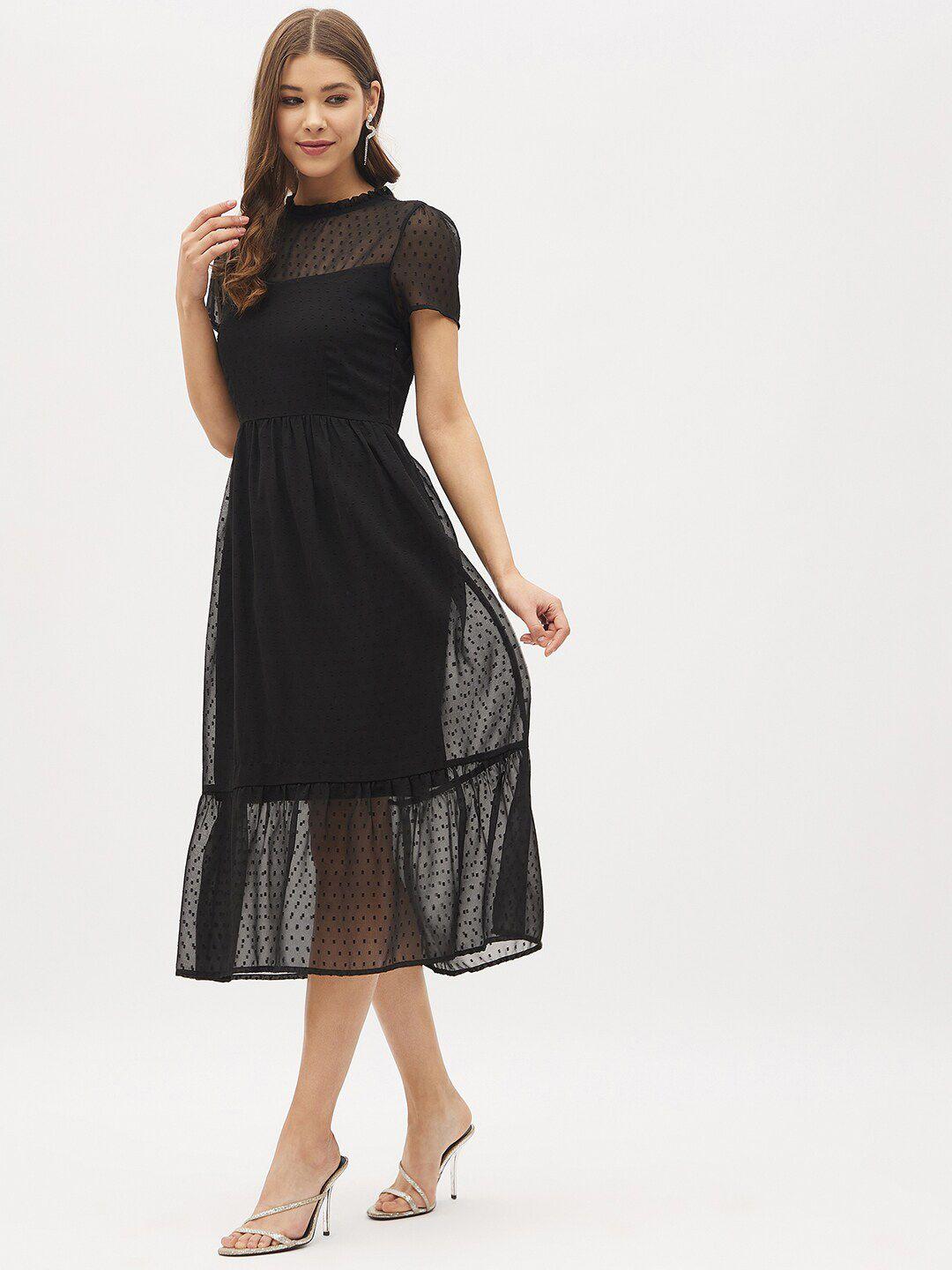 harpa-black-solid-georgette-sheer-casual-midi-dress