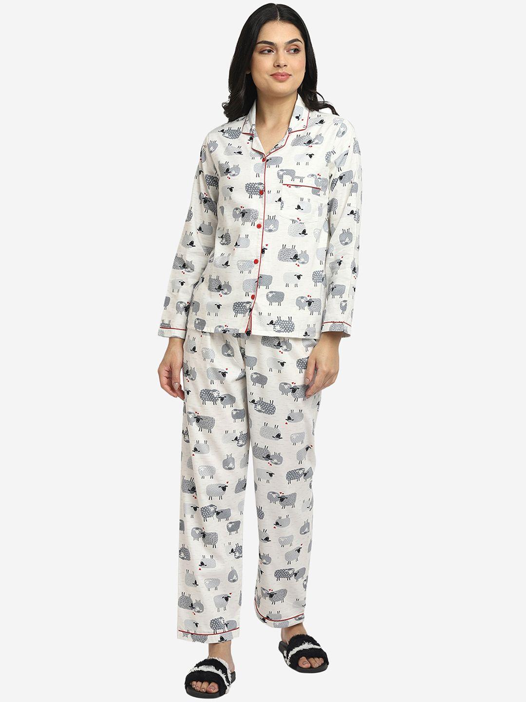 shopbloom-women-white-&-grey-printed-night-suit