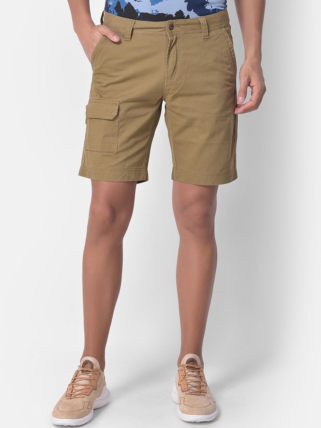 woodland-men-olive-green-solid-chino-cotton-shorts