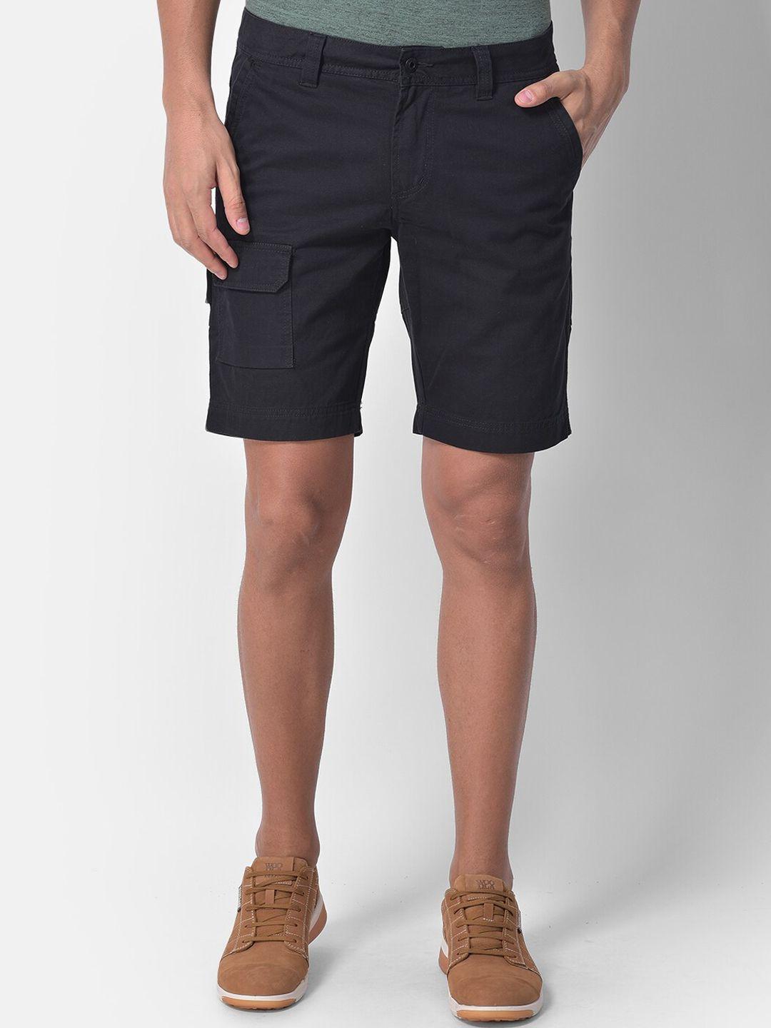 woodland-men-black-solid-cotton-regular-shorts