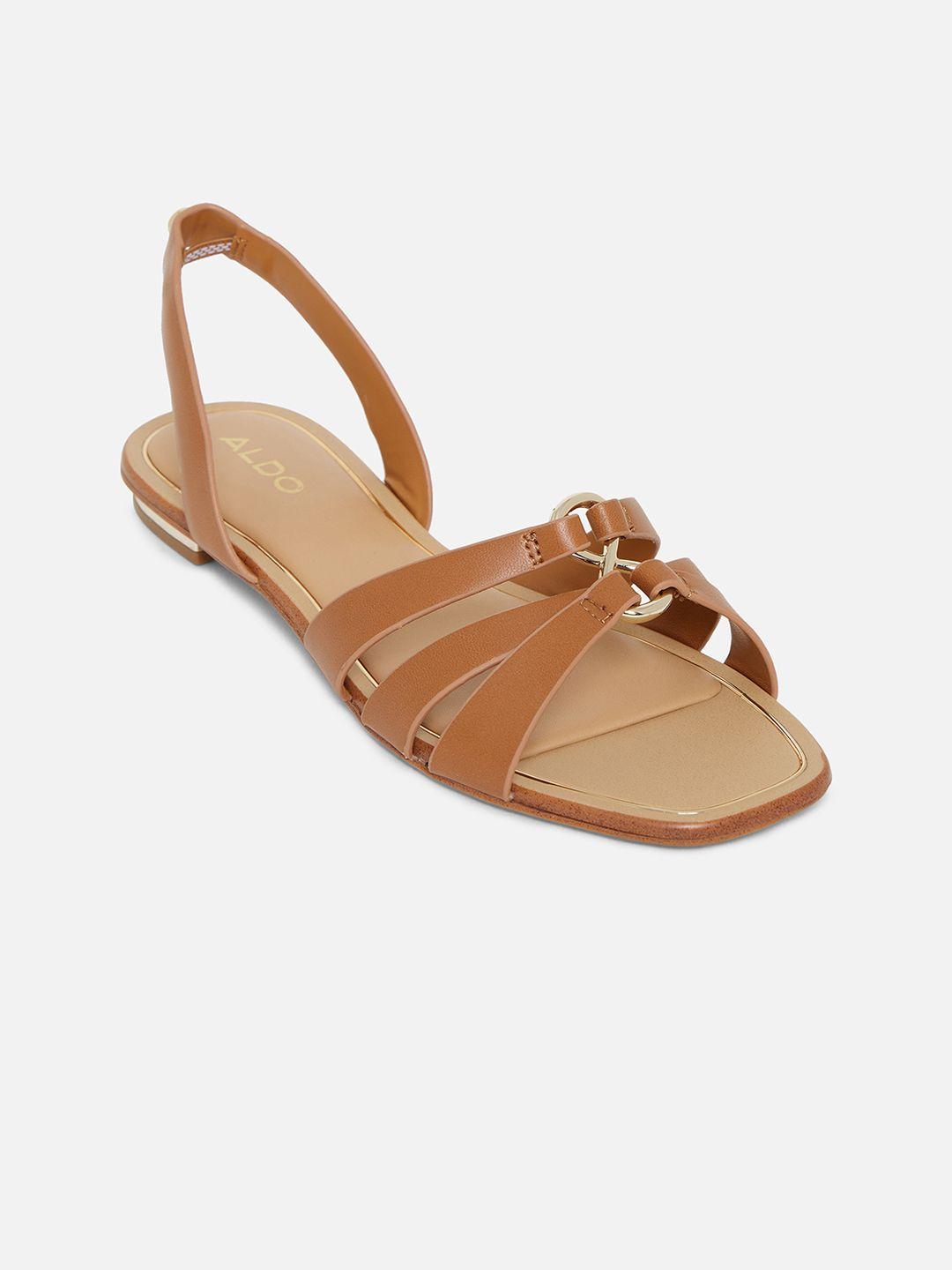 aldo-women-brown-open-toe-flats