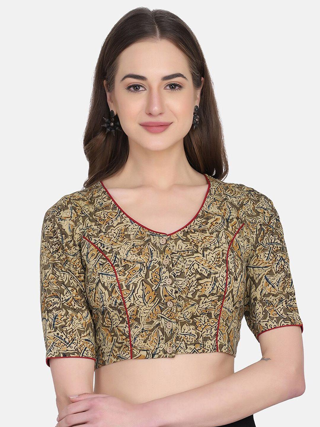the-weave-traveller-women-camel-brown-hand-block-printed-cotton-saree-blouse