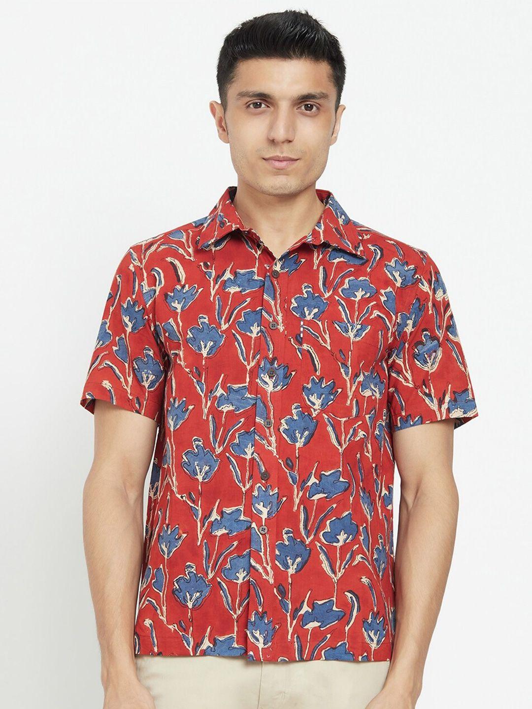 fabindia-men-red-printed-cotton-casual-shirt